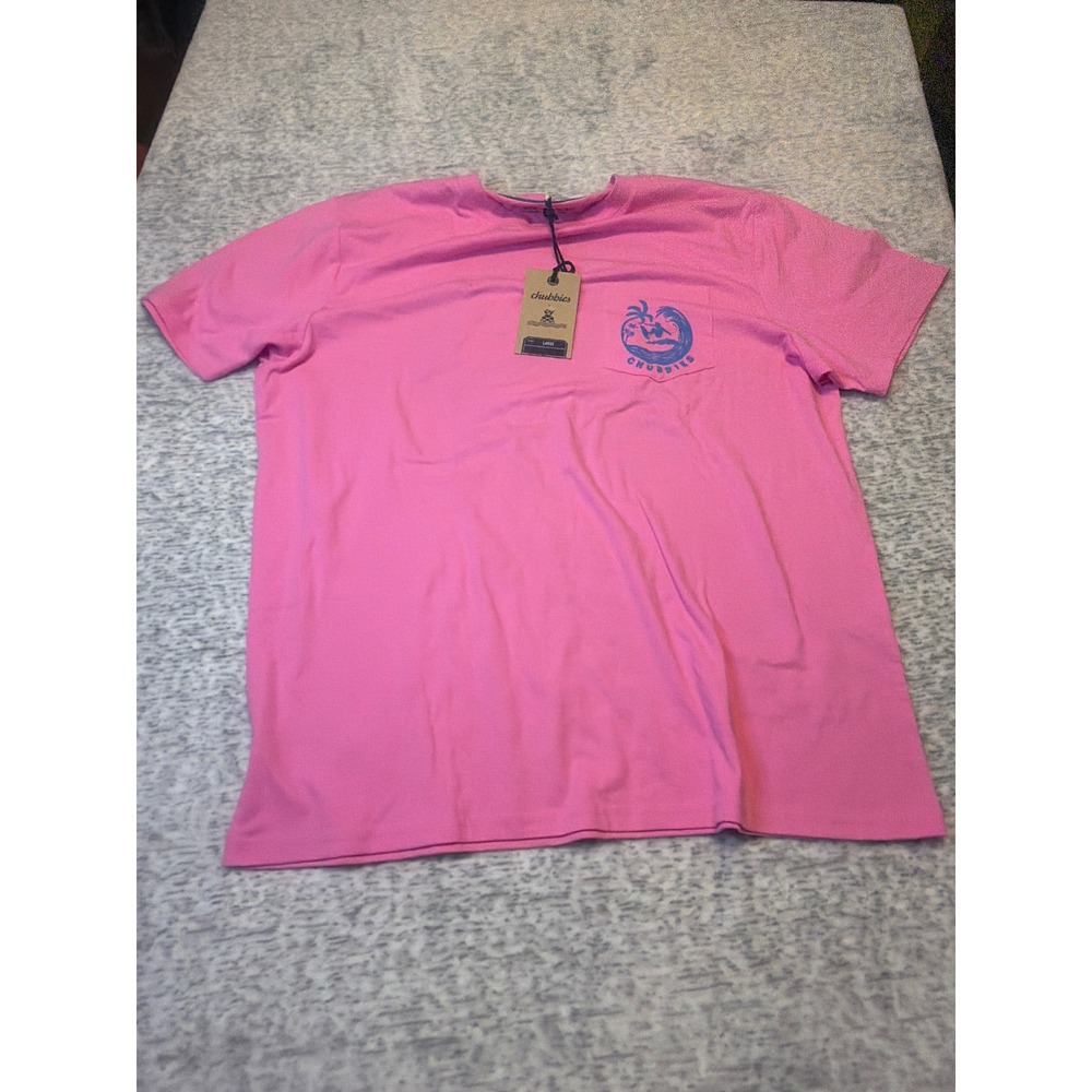 Chubbies The Surfer Pocket Graphic T Shirt‎ Pink Large Cotton Polyester Men NWT
